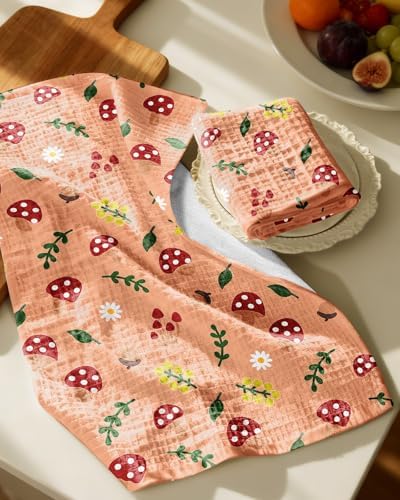 Miss Adola 370GSM Cotton Waffle Kitchen Towels, Mushroom - Image 2