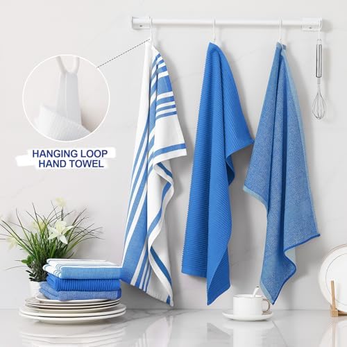 Homaxy Cotton 380 GSM Premium Kitchen Towels, 18"x 28", 6 Pack, Blueberry - Image 3