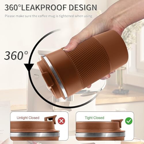 Insulated Travel Coffee Mug, Stainless Steel Coffee Cup with Leakproof Lid - Image 5