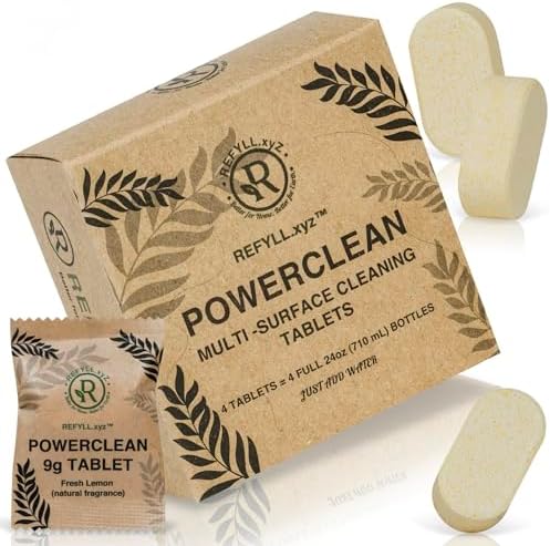 Cleaning Tablets for Spray Bottle Multi Surface Cleaner Refill Pods Eco Friendly Non Toxic Lemon Scent Plant Based (4 Pack) by Unknown