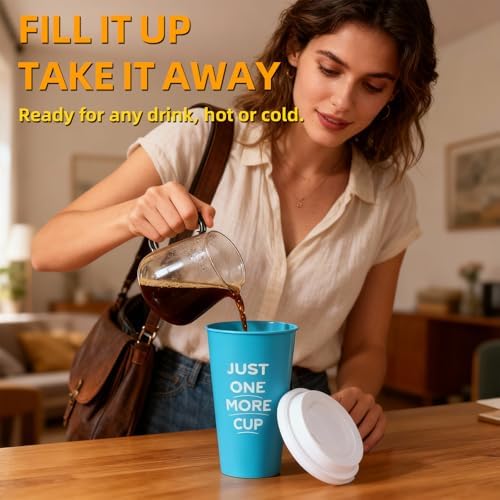 Plastic Reusable Coffee Cups with Lids, 4 Pack - Image 7
