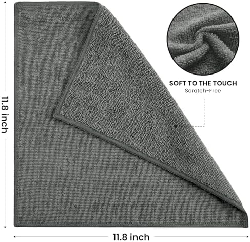 SIFANGKE Microfiber Cleaning Cloth, 12 Pack Grey Cleaning Rags for Housekeeping, Reusable Microfiber Towels for Car, Kitchen, Bathroom and Household Cleaning Supplies, 11.8"X11.8" - Image 2