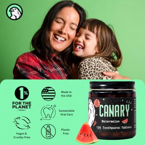Canary Nano Hydroxyapatite Toothpaste Tablets Watermelon- Remineralizing, Fluoride Free, All Natural Tabs with Xylitol - Great for Kids, Plastic Free - 126 Count - Image 5