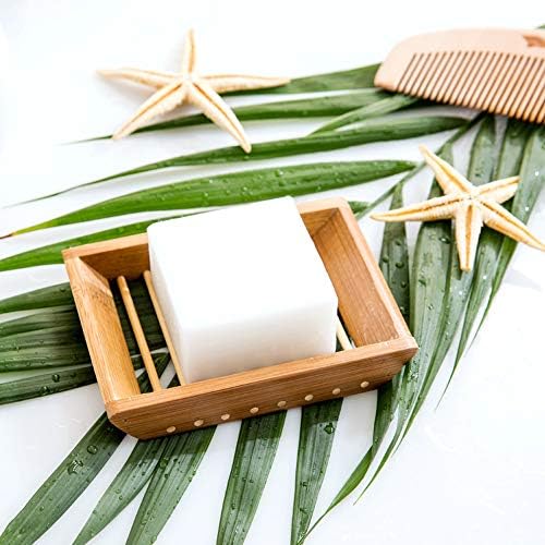 Kaxich 2 Pack Bamboo Wooden Soap Dish Shower Soap Storage Holder Saver Soap Tray Plate for Bathroom Shower Vanities Kitchen Sink - Image 2