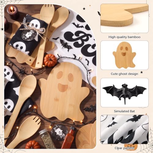 Geelin 37 Pcs Halloween Gifts Bamboo Cutting Board Towels Spoons - Image 3