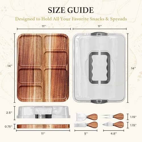 Acacia Charcuterie Board with Lid, Travel Portable Charcuterie Cheese Board, Serving Tray House Warming Gift New Home, Gifts for Women - Image 7