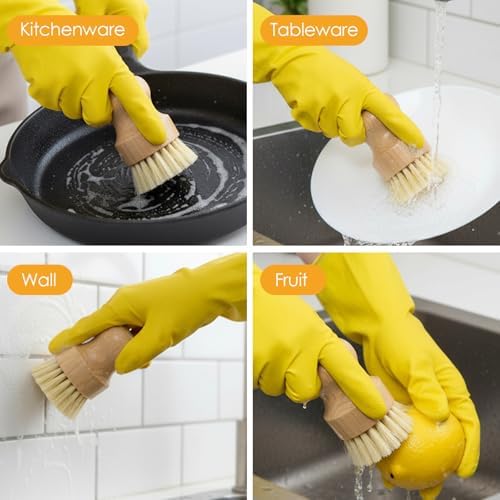Molain 10 Pack Bamboo Dish Brush Set, Natural Dish Scrub Brush with Handle, Wooden Dish Scrubber for Kitchen Cleaning, Eco-Friendly Scrub Brush for Dishes, Pots, Pans, and Vegetables - Image 5