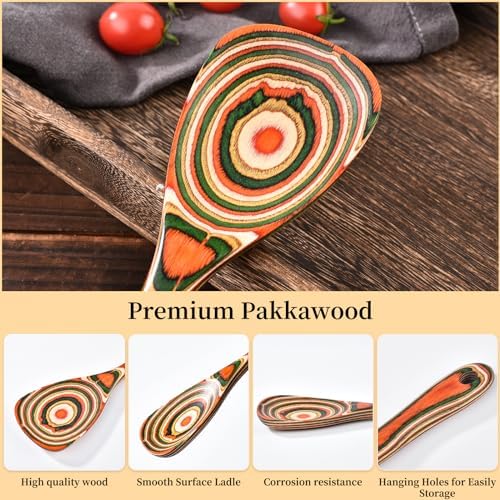 Gudamaye Pakkawood 7-Piece Red Wooden Cooking Utensils, Wooden Spoons for Cooking,Wooden Spoon Set, Wooden Kitchen Utensil set, Pakkawood kitchen Utensils for Serving, Bridal Shower Gifts - Image 4