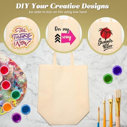 Reginary 100 PCS Non Woven Tote Bags Bulk,Beige - Image 6