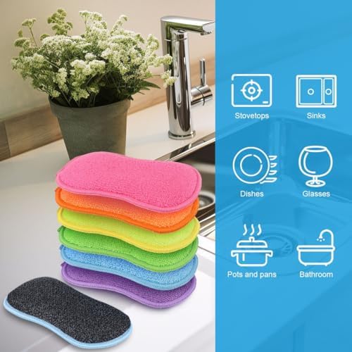 HOMEXCEL Dish Sponge 6 Pack, Microfiber Kitchen Sponges for Cleaning - Image 6