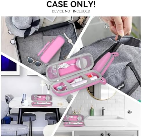 Toothbrush Travel Case for Oral B/Oral-B Pro 1000 1500 5000 7000 7500 6000 9600/ Phlips Sonicare 4100 5100 1100 6100 5300 Electric Toothbrush, Portable Hard Protective Storage Bag (Pink) - Image 6