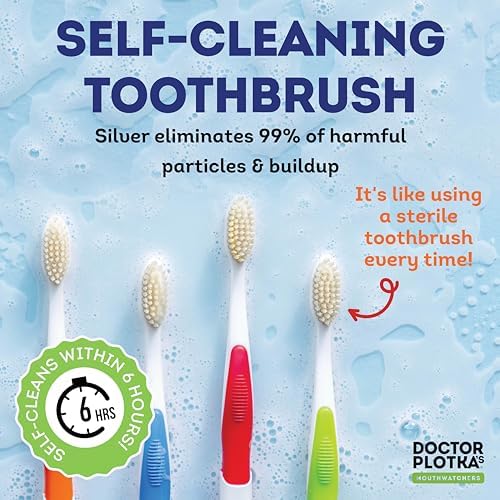 MOUTHWATCHERS Dr Plotkas Soft Bristle Flossing Toothbrush Manual Soft Toothbrush for Adults, Ultra Clean, Good for Sensitive Teeth and Gums, Variety 4 Pack, Colors May Vary - Image 4