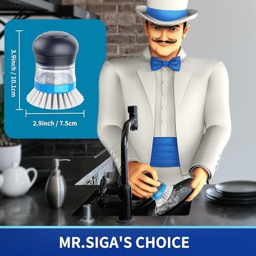 MR.SIGA Soap Dispensing Palm Brush, 2 Pack, Navy/Blue - Image 3