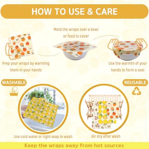 Reusable Beeswax Wrap - 9 Pack Beeswax Wraps for Food, Eco-Friendly Beeswax Food Wraps, Bread Sandwich Wrapper - Organic, Sustainable, Zero Waste, Reusable Plastic-Free Food Storage Wrap, 1XL, 3M, 5S - Image 4