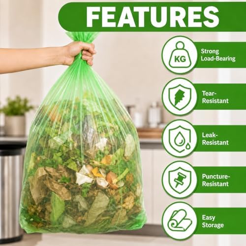 20 Gallon Compostable Trash Bags- 75L Compostable Organic Garbage Bags 100 Count,Large Biodegradable Bags for Household/Garden/Kitchen - Image 4