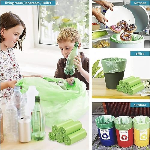 Biodegradable Trash Bags 8 Gallon, 100 Count Small Compost Bags, Compostable Strong Bathroom Garbage Bags with Tear & Leak Resistant, Recycling Eco-Friendly Trash Can Plastic Liner - Image 2