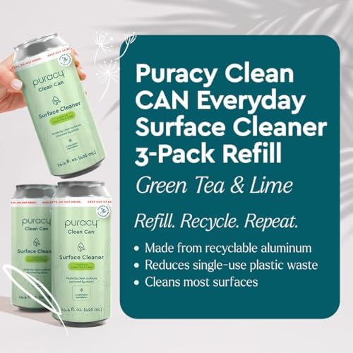 Puracy All Purpose Cleaner Clean Can – Plant-Powered Multi-Surface Cleaner - Surface Cleaner Solution As Seen on TikTok (Green Tea + Lime, 14.4 fl oz, 3 Pack) - Image 2