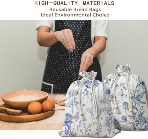 UTELKA Blue Linen Bread Bag for Sourdough Bread 2Pcs 16.5x12 - Image 2