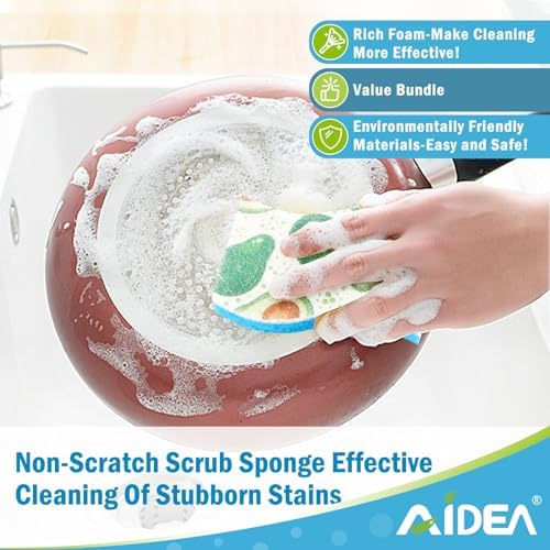 AIDEA Sponges Kitchen, Non-Scratch Scrub Sponge-24Count, Dish Sponges - Image 5