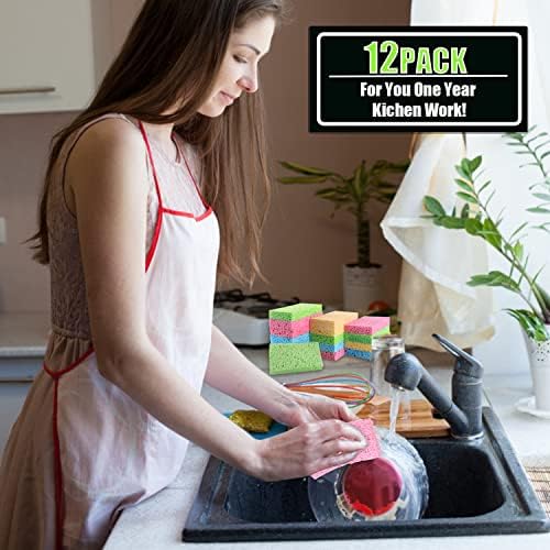 Compressed Cellulose Kitchen Sponges 12Pack，Non-Scratch Biodegradable Natural Colorful Sponge Scrub for Dishes Cleaning,Funny DIY Sponge for Kids - Image 7