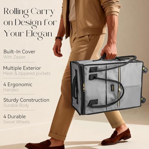 PASMAN Reusable Foldable Rolling Grocery Bag on 4 Wheels,Small,Matte-Orange - Image 5