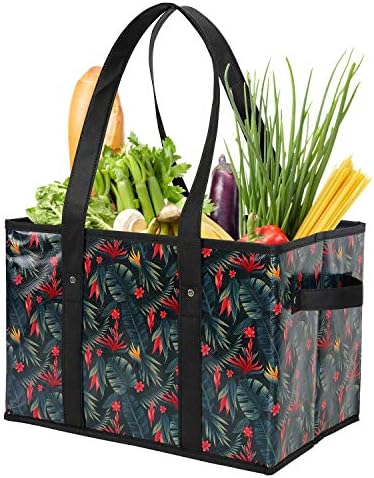 Foraineam Reusable Grocery Bags Set Durable Heavy Duty Tote Bag Collapsible Grocery Shopping Box Bag with Reinforced Bottom - Image 7