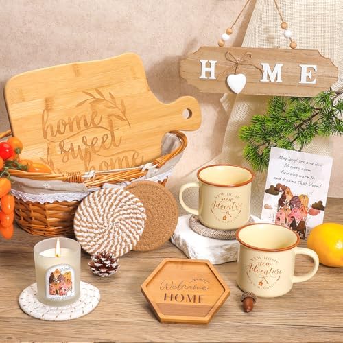 House Warming Gifts New Home,New Home Gifts Ideas,Housewarming Gift,Closing Gift for Home Buyers,House Warming Basket with Mugs Cutting Board Candle - Image 2