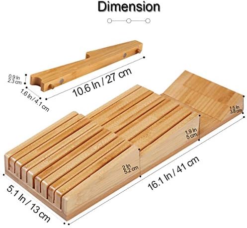 NIUXX Bamboo In-Drawer Knife Block Set for 9 Knives(Not Included) - Image 2