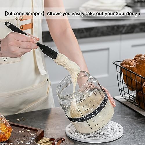 Sourdough Starter Jar 35OZ Wide‑Mouth，Wood Lid for Bread Baking - Image 5