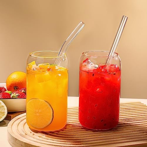 DWTS DANWEITESI Glass Cups with Lids and Straws 8 pcs,16 oz Glass Iced Coffee Cups with Lids-Clear Glass Coffee Cups,Cute Glass Cups for Coffee Bar Accessories Gifts - Image 4