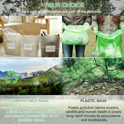 Compostable Kitchen Trash Bags 6-Gallon - Heavy Duty Medium Unscented Biodegradable Garbage Bag Bulk 5 Rolls 100 Count Portable Toilet Wastebasket Liners for Bathroom Office Inwaysin - Image 6