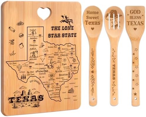 Texas Gifts Cutting Board Set, Texas Souvenirs, Texas Kitchen Decor with State Map Design, Charcuterie and Serving Board, Home Sweet Texas Theme Gifts for Texas Lovers. by Apjielop-GiftsMaster