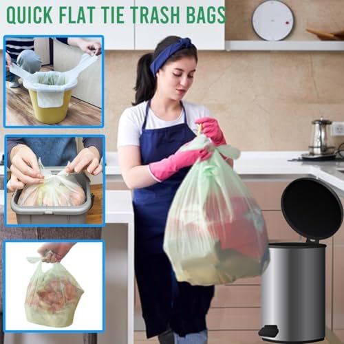 BEIDOU-PAC 4-6 Gallon Flap Tie Compostable Trash Bags, 76 Count, Kitchen Compost Bags, Sturdy Garbage Bags for Food Scrap Waste, ASTM D6400, US BPI Certified - Image 3