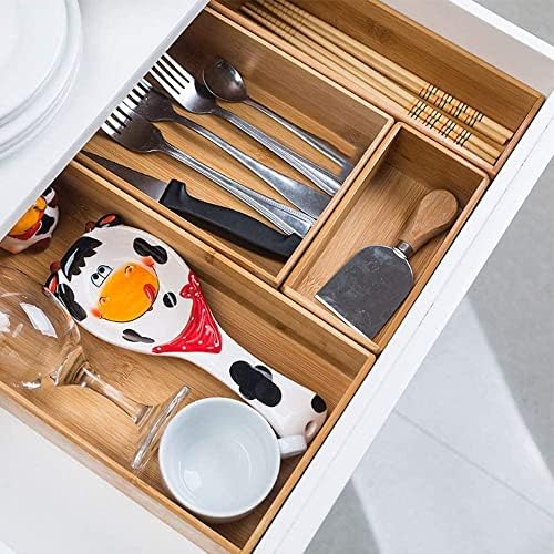 PRATIQUE Bamboo Drawer Organizer - Kitchen Utensil Organizer Silverware Tray Cutlery Holder，Office Desk Supplies and Accessories (8.9x5.9x2.6 inch) - Image 2