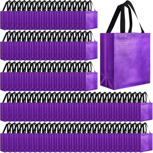 Eccliy 105 Pcs Reusable Gift Bags Set Glossy Grocery Gift Tote Bag with Handle for Wedding, Back to School, Halloween, Summer Party (10 x 8 x 4.7 Inch,Purple) by Eccliy