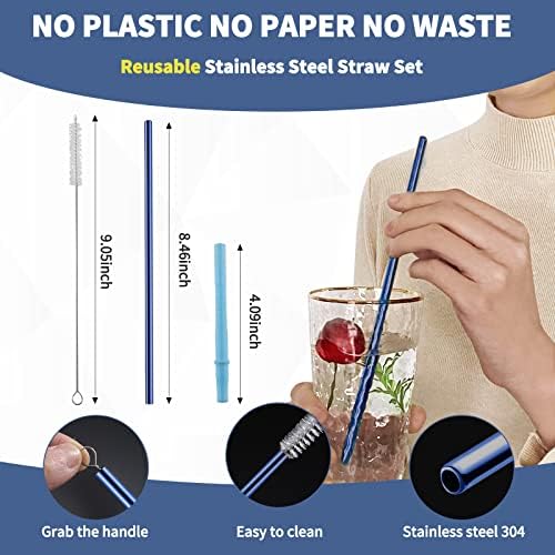Logcow Travel Utensils Set with Case, 10-Piece Reusable Stainless Steel Camping Cutlery, Portable Fork Spoon Knife Chopsticks & Straw for Work, Lunch, Picnic (Blue) - Image 6