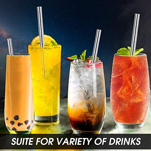 Vinaco 4 Pack 0.4" Wide Bore Reusable Stainless Steel Metal Smoothie Straws - Image 6