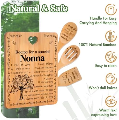 Nonna Gifts - "Recipe for a Special Nonna" Gifts for Nonna Cutting Board Set, Bamboo-Made Engraved Utensil Set Nonna Gifts for Grandma Cutting Board, Mothers Day Gifts for Nonna. - Image 6