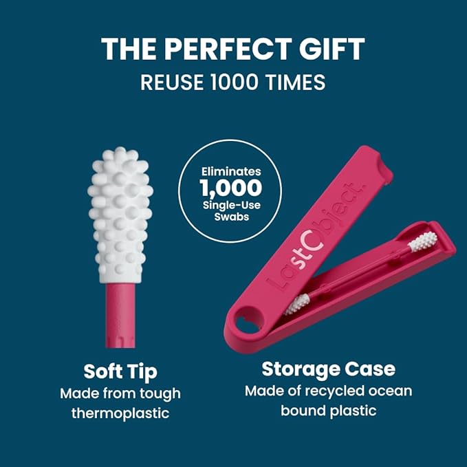 LastSwab® Reusable Cotton Swabs for Ear Cleaning - The Sustainable and Sanitary Alternative to Single-Use - Zero Waste and Easy to Clean - Comes with a Convenient Travel Case Holder - Red