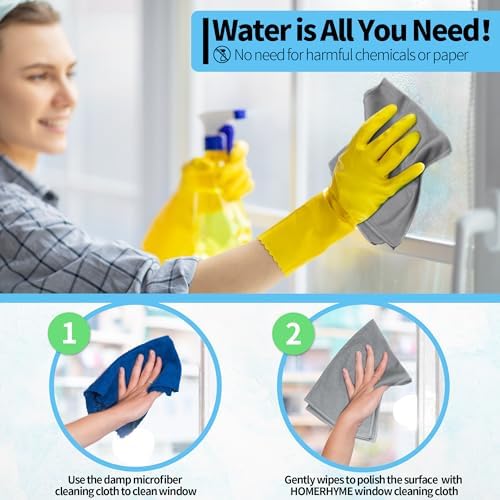 Microfiber Cleaning Cloth - 10 Pack Glasses Cleaning Cloth, 16" x 14" Window Cleaning Rags, Streak Free Lint Free Polishing Cloths Wipes for Eye Glass, Stainless Steel, Windshield, Grey - Image 5