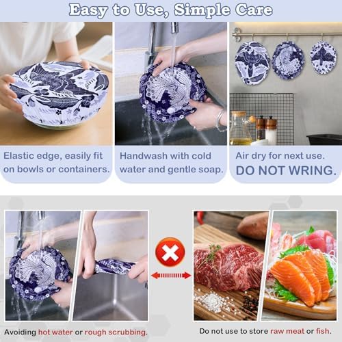 5Pcs Reusable Beeswax Elastic Bowl Covers for Bread Proofing and Food Cover - Image 6