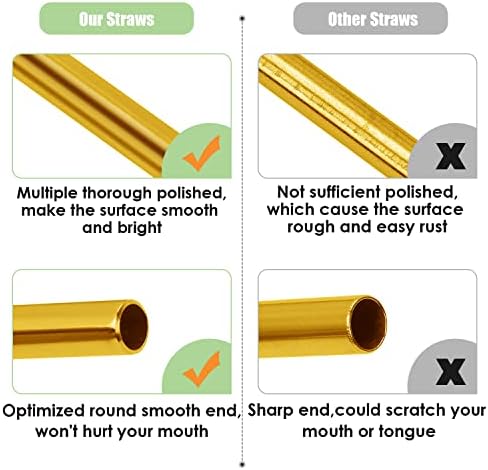 20 Pcs Gold Reusable Stainless Steel Straws,10.5" & 8.5" Reusable Drinking Straws with 20 Silicone Tips 5 Straw Brushes 1 Travel Case,Eco Friendly Extra Long Metal Straw for 20 24 30 oz Tumbler - Image 4