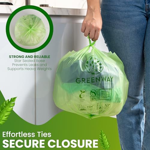 GREENWAY 3 Gallon Compostable trash Bags with Handles,100 Count, Extra Thick 0.70 Mil, BPI & OK Home Certified,Small kitchen Trash Bags for Countertop Compost Bins, Food Waste, Bathroom, Cat Litter - Image 3
