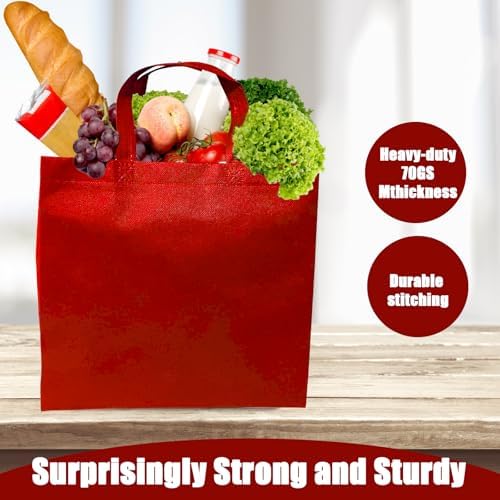 50pcs Reusable Grocery Bags with Handles Non Woven Shopping Tote Bags Bulk - Image 4
