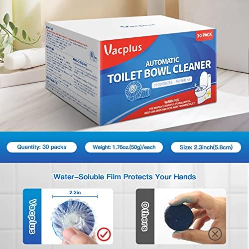 Vacplus Toilet Bowl Cleaner Tablets, 30 Pack, Auto Cleaning, Long-Lasting - Image 6