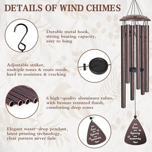 House Warming Gifts New Home, 32" Bronze Wind Chimes Housewarming Gifts - Image 4