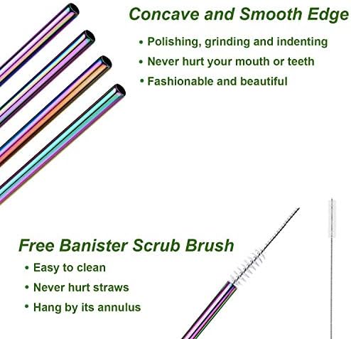VEHHE Black Metal Straws, Stainless Steel Reusable Straws Set with Brush - Image 5