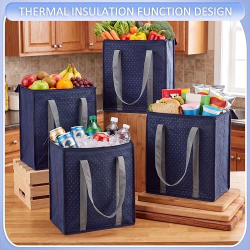 10 Pack 10 Pack Large Insulated Grocery Bag Zippered, Dark Blue - Image 4