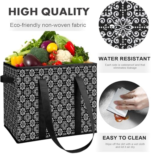 Reusable Grocery Bags 2 Pack, Foldable & Water Resistant Shopping Bags - Image 3