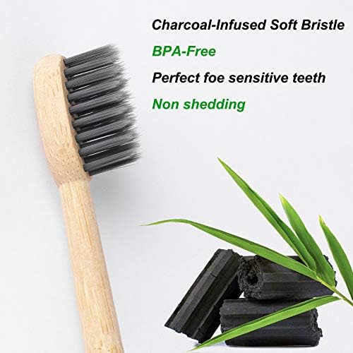 Bamboo Toothbrushes 6 Pack, Soft Bristle Toothbrush Charcoal Toothbrush - Image 2